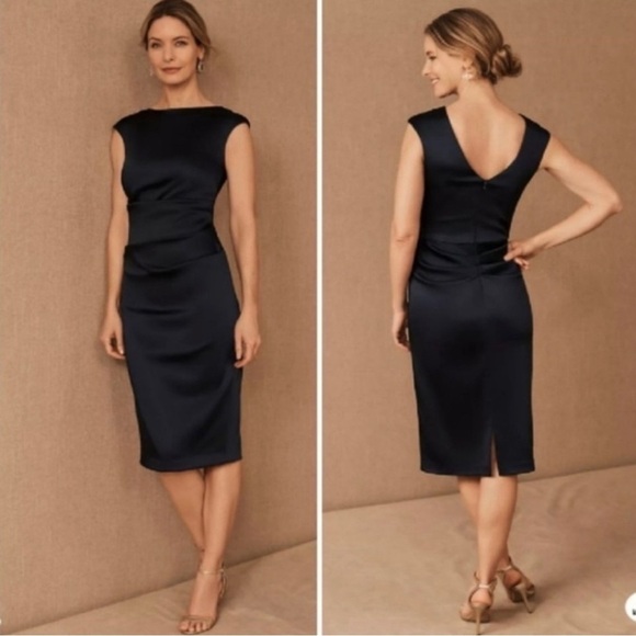 BHLDN Dresses & Skirts - SOLD NWT BHLDN Mireya Navy Blue Ruched Sheath Dress Bridesmaid Formal Event Sz 6